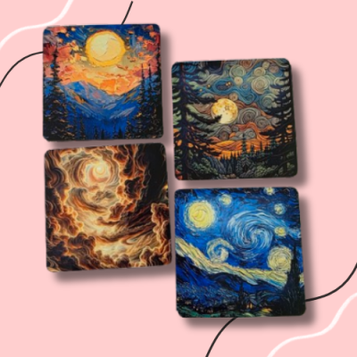 Painted Design Wooden Coaster