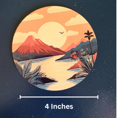 Round Tea Coaster Beautiful Scenery Design Pack of 4 - Image 3